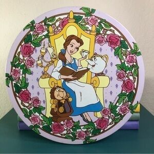 Disney’s Beauty And The Beast Vintage 1990s Tin Circular Box Decorative Belle